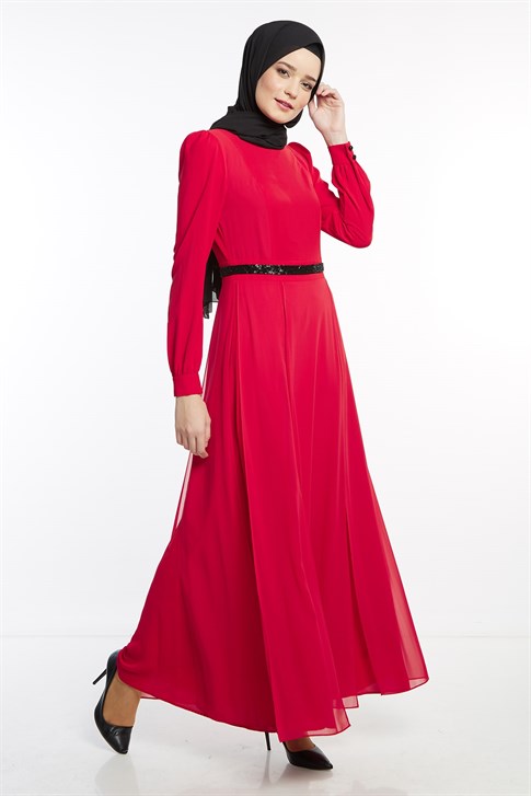 Armine Elbise 18Ya9599 Kırmızı