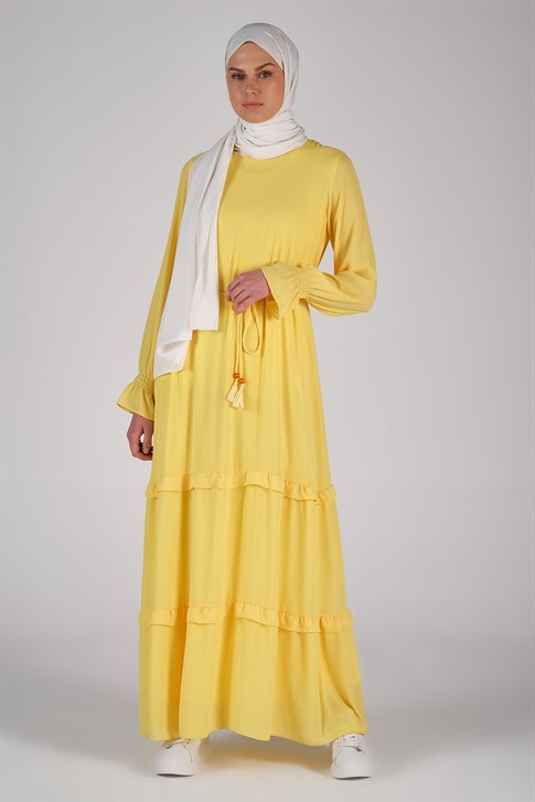 Armine Bağcık Bağlamalı Elbise Sarı 9Y9801