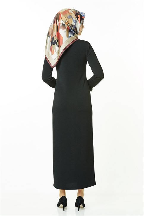 Armine Kürk Detaylı Elbise 8K9613 Siyah