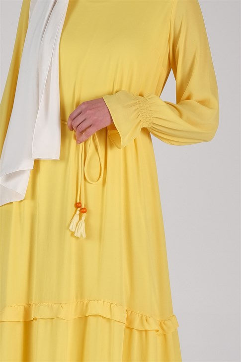 Armine Bağcık Bağlamalı Elbise Sarı 9Y9801