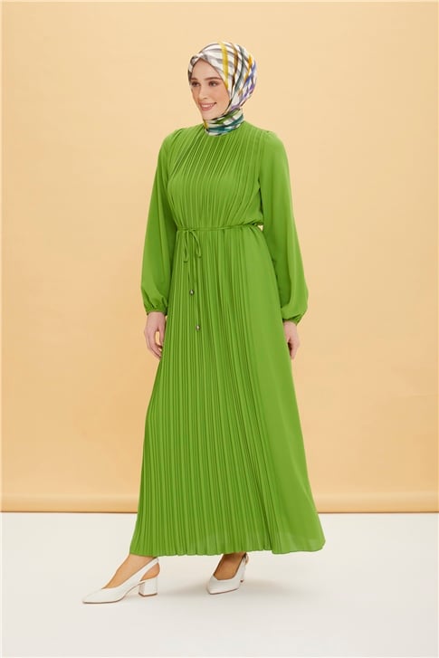 Armine Önü Piliseli Elbise 22Y9435 Fıstık Yeşil