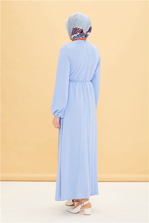 Armine Önü Piliseli Elbise 22Y9435 Mavi